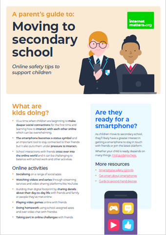 Internet Matters - Moving to Secondary school